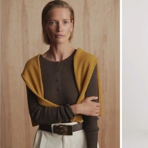 Quince Featherweight Cashmere Ribbed Henley Size S